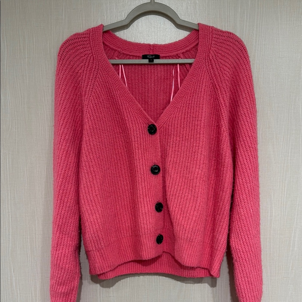Rails Pink Cardigan Sweater V-Neck Ribbed